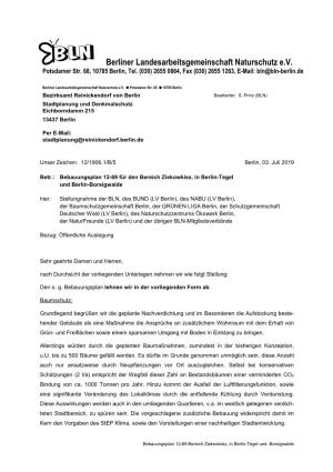 Bebauungsplan 12-69 Bereich Ziekowkiez, in Berlin-Tegel Und