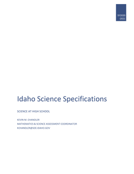 High School Science Item Specification- SY20-21
