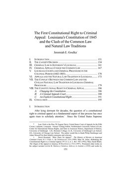 Louisiana's Constitution of 1845 and the Clash of the Common Law And