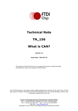 Technical Note TN 156 What Is CAN? Version 1.0