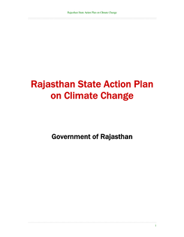 Rajasthan State Action Plan on Climate Change