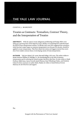 Textualism, Contract Theory, and the Interpretation of Treaties