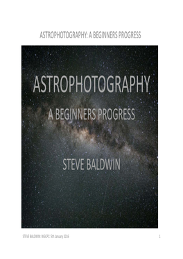 Astrophotography: a Beginners Progress