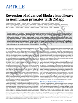 Reversion of Advanced Ebola Virus Disease in Nonhuman Primates with Zmapp
