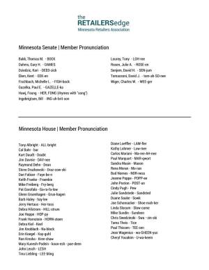 Minnesota Senate | Member Pronunciation Minnesota House
