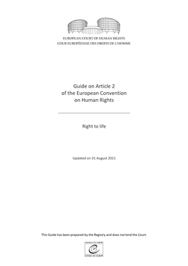 Guide on Article 2 of the European Convention on Human Rights