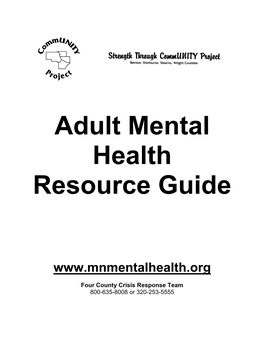 Adult Mental Health Resource Guide