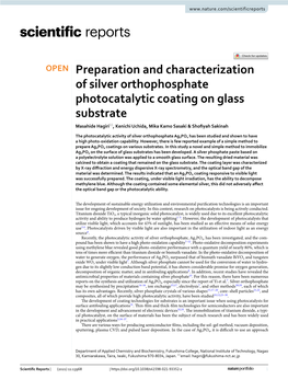 Preparation and Characterization of Silver Orthophosphate