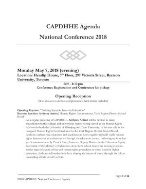 CAPDHHE Agenda National Conference 2018