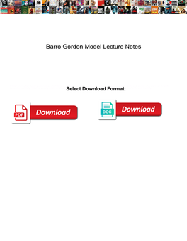 Barro Gordon Model Lecture Notes