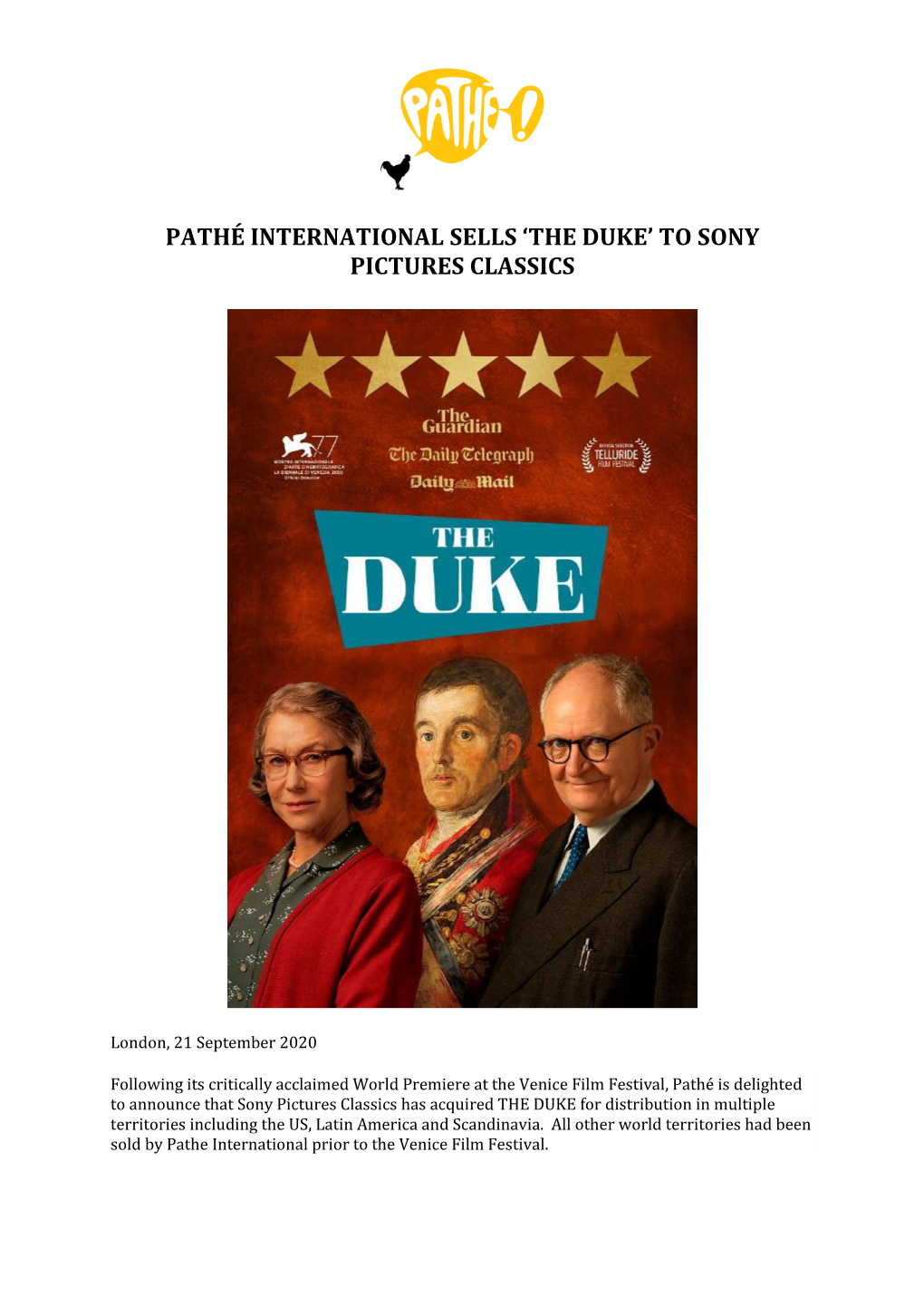 'The Duke' to Sony Pictures Classics