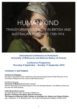 Human Kind Transforming Identity in British and Australian Portraits 1700-1914
