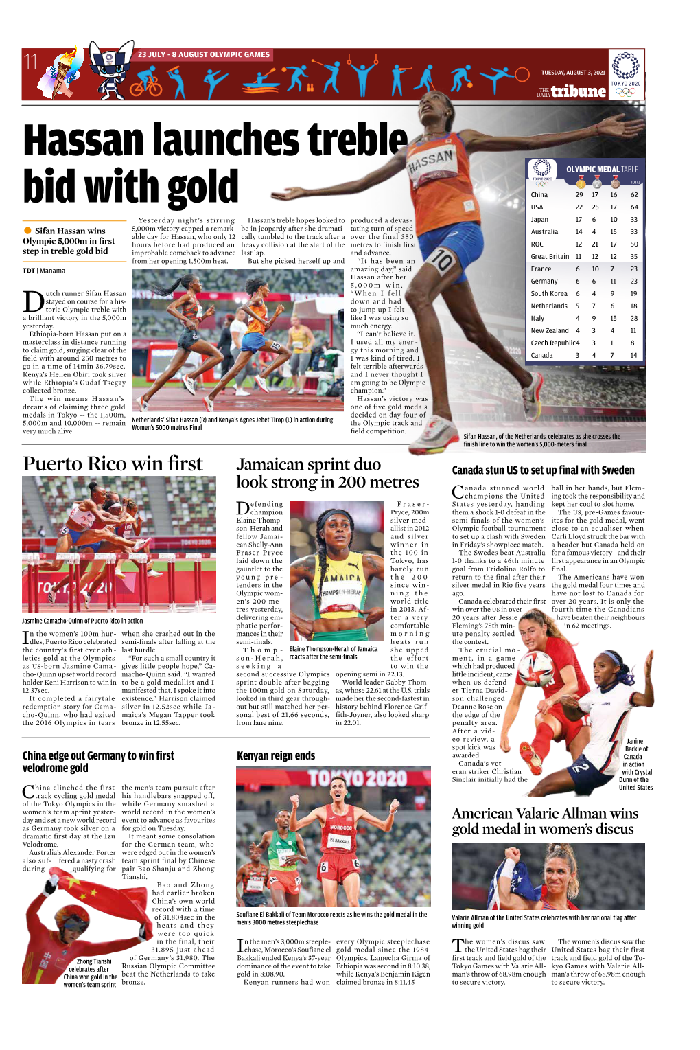 Hassan Launches Treble Bid with Gold