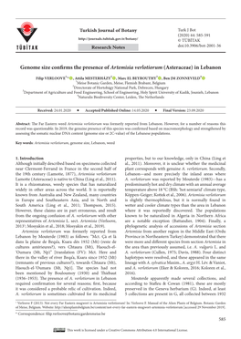 Genome Size Confirms the Presence of Artemisia Verlotiorum (Asteraceae