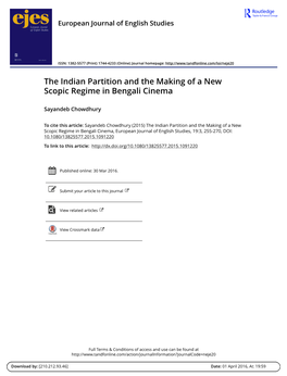 The Indian Partition and the Making of a New Scopic Regime in Bengali Cinema