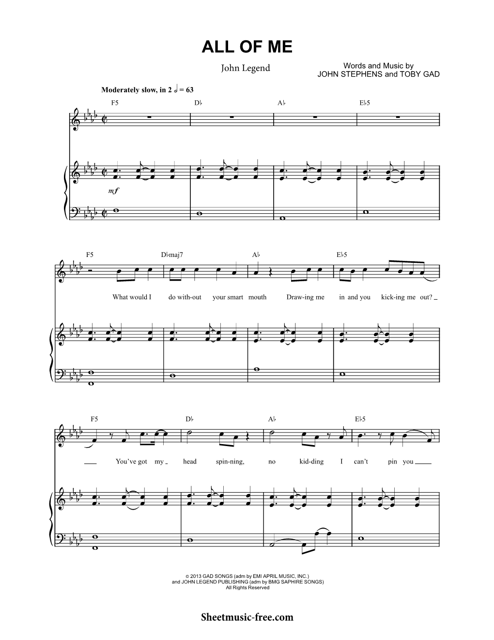 All of Me Sheet Music John Legend