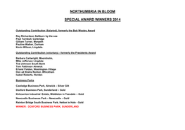 Northumbria in Bloom Special Award Winners 2014