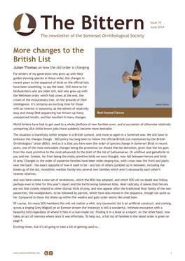 The Bittern June 2014 the Newsletter of the Somerset Ornithological Society