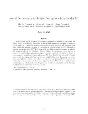 Social Distancing and Supply Disruptions in a Pandemic∗