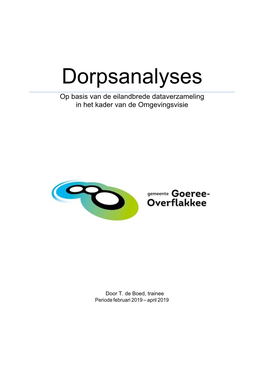 Dorpsanalyses Op Basis Van De Eilandbrede Dataverzameling in Het Kader Van De Omgevingsvisie