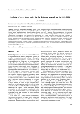 Analysis of Wave Time Series in the Estonian Coastal Sea in 2003–2014