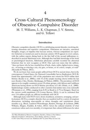 Cross‐Cultural Phenomenology of Obsessive‐Compulsive Disorder M
