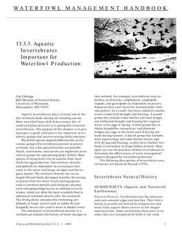 13.3.3. Aquatic Invertebrates Important for Waterfowl Production