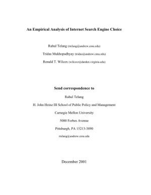 An Empirical Analysis of Internet Search Engine Choice