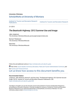 The Beartooth Highway: 2012 Summer Use and Image