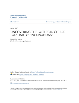 UNCOVERING the GOTHIC in CHUCK PALAHNIUK's "INCLINATIONS" Emily M.M