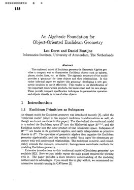 An Algebraic Foundation for Object-Oriented Euclidean Geometry