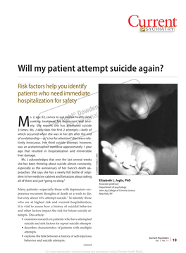 Will My Patient Attempt Suicide Again?
