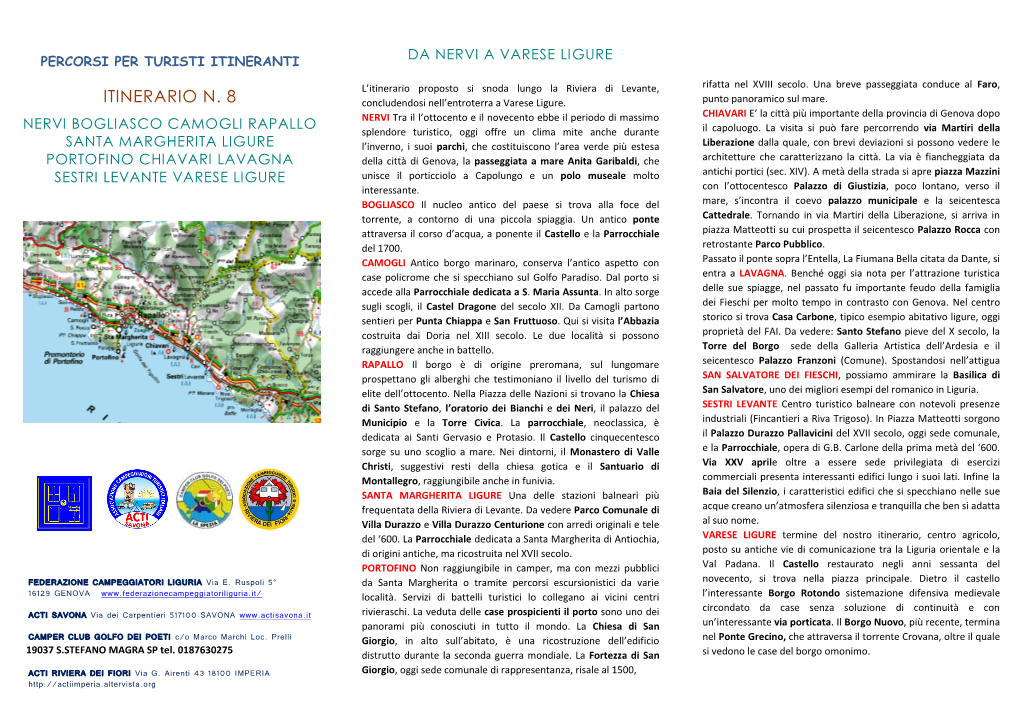 ITINERARIO N. 8 Concludendosi Nell’Entroterra a Varese Ligure