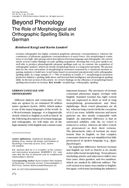 Beyond Phonology the Role of Morphological and Orthographic Spelling Skills in German