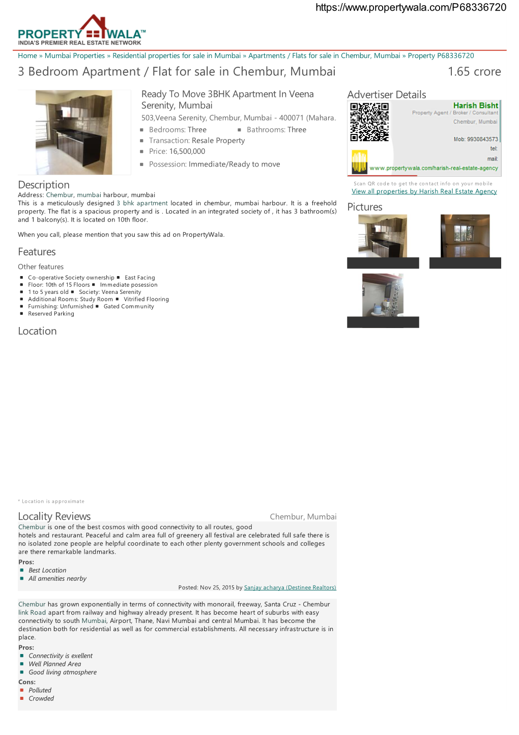 3 Bedroom Apartment / Flat for Sale in Chembur, Mumbai (P68336720
