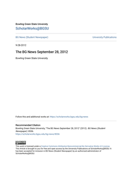 The BG News September 28, 2012