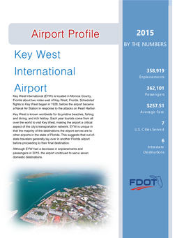 Key West International Airport Air Service Summary Introduction Key West International Airport (EYW) Operates As the Southernmost Airport in the U.S