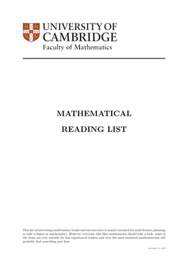 Mathematical Reading List