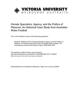 An Historical Case Study from Australian Rules Football