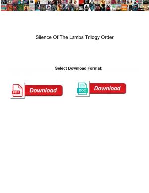 Silence of the Lambs Trilogy Order