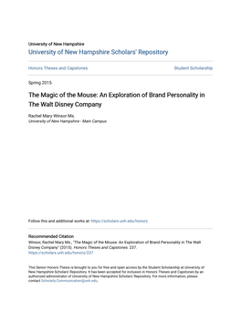 An Exploration of Brand Personality in the Walt Disney Company