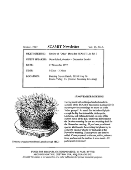 SCAMIT Newsletter Vol. 16 No. 6 1997 October