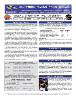 Baltimore Ravens Press Release