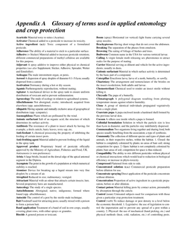 Appendix a Glossary of Terms Used in Applied Entomology and Crop Protection
