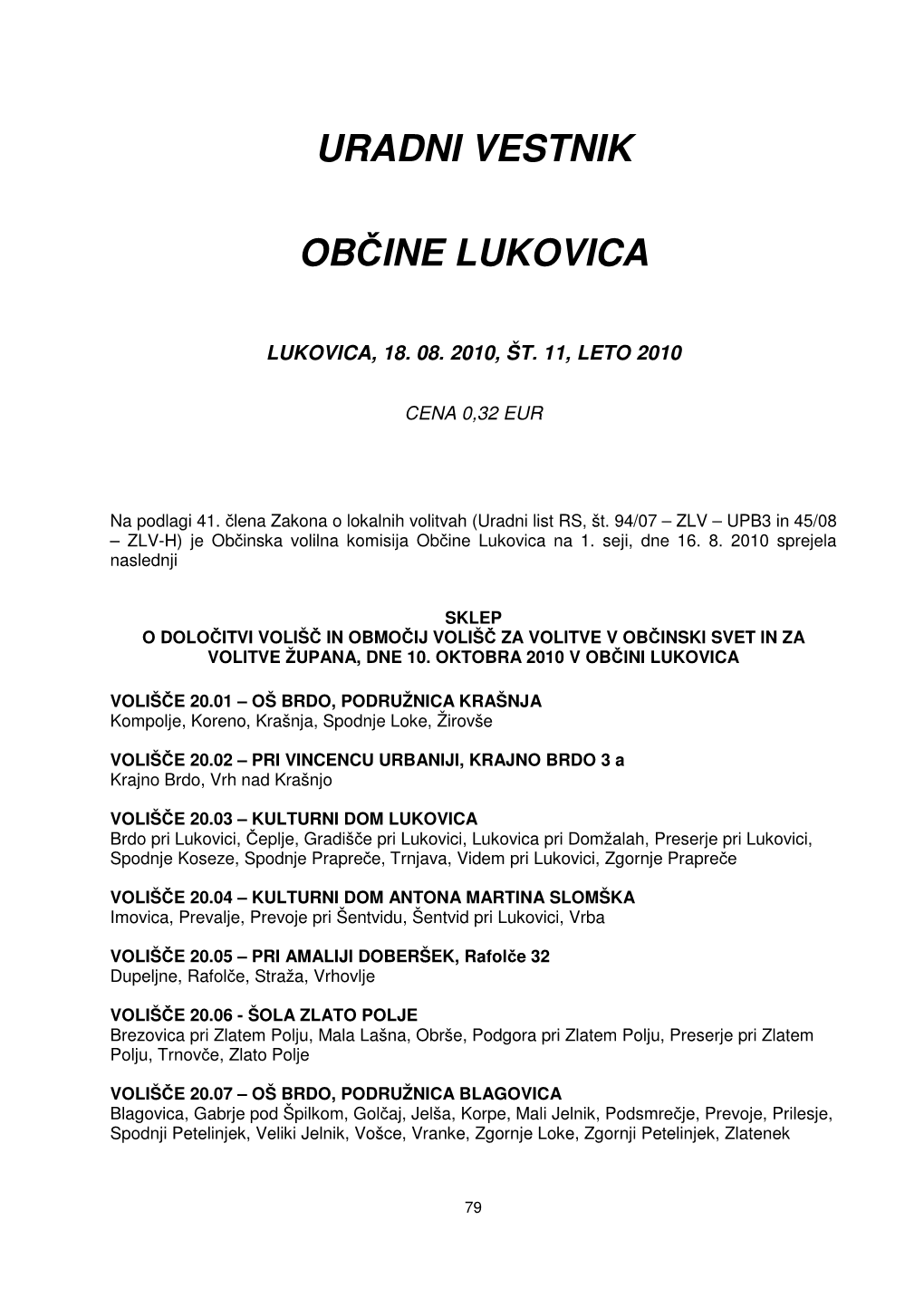 Uradni Vestnik Občine Lukovica