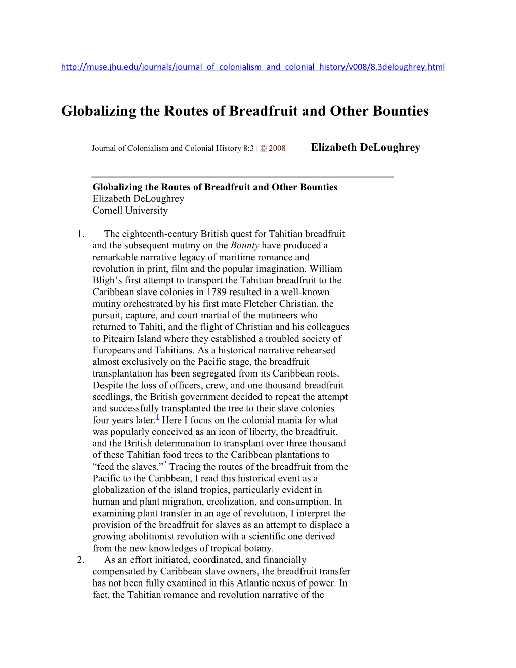 Globalizing the Routes of Breadfruit and Other Bounties