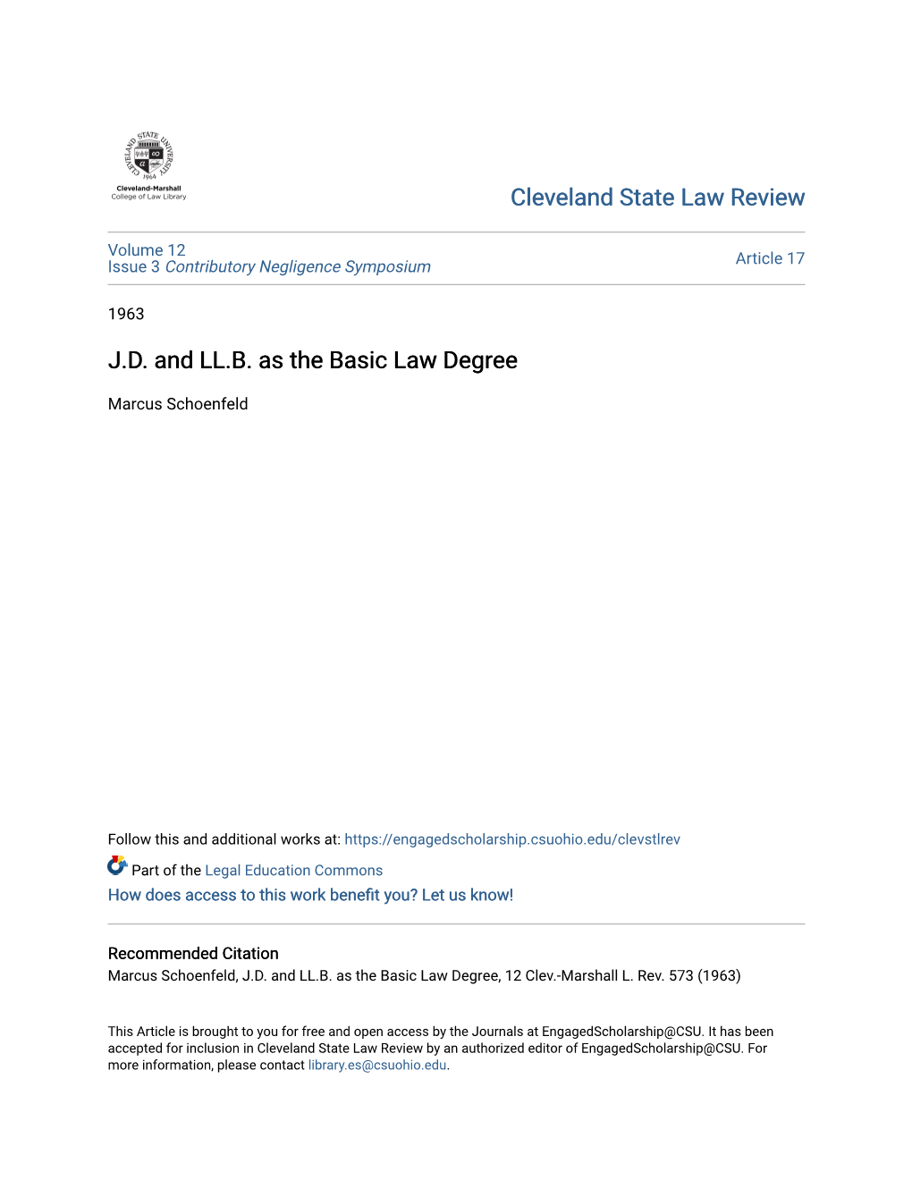 J.D. and LL.B. As the Basic Law Degree