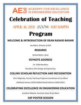 Celebration of Teaching Program