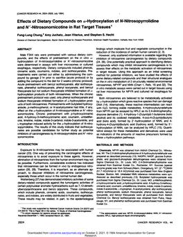 Effects of Dietary Compounds on A-Hydroxylation of JV-Nitrosopyrrolidine and A/'-Nitrosonornicotine in Rat Target Tissues1