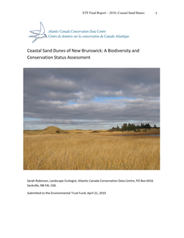 Coastal Sand Dunes of New Brunswick: a Biodiversity and Conservation Status Assessment